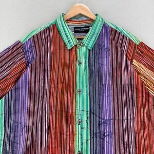 Jams World Tango Shirt Mens XL Rainbow Striped‎ Hawaiian Cotton Surf Beach Retro